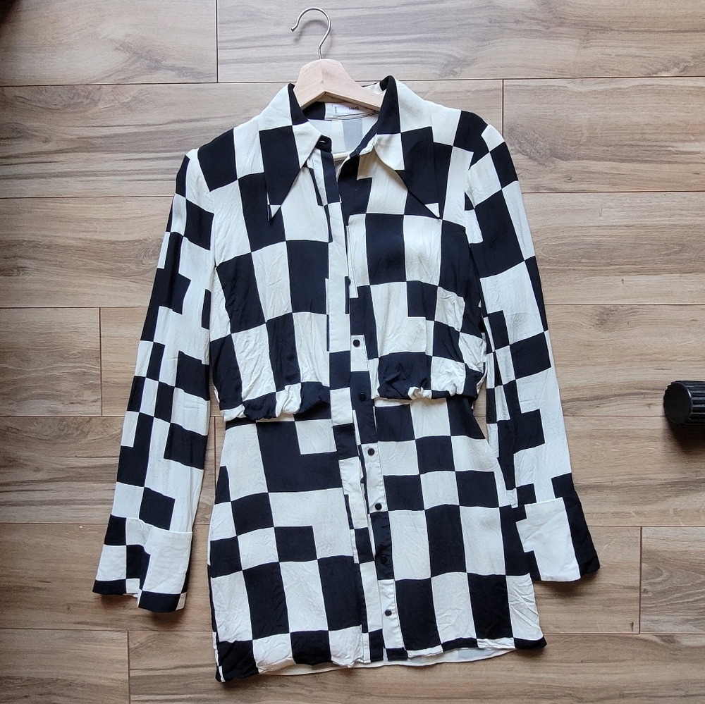 Checkered shirt dress